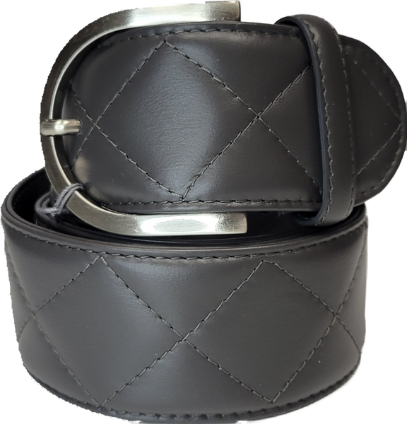 Tailored Sportsman Quilted C Belt - Anthracite w/Silver Buckle