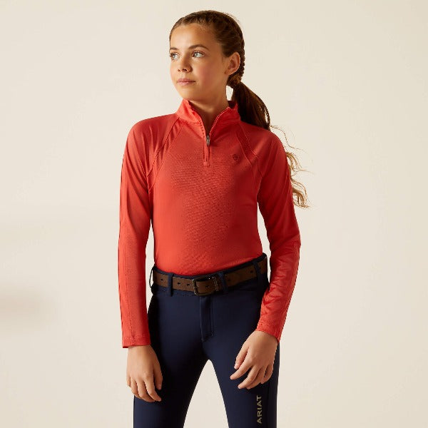 Ariat Girls Sunstopper 3.0 1/4 Zip Baselayer | Baked Apple