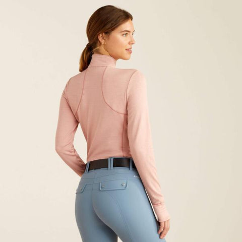 Ariat Gridwork 1/4 Zip Baselayer | Misty Rose Heather