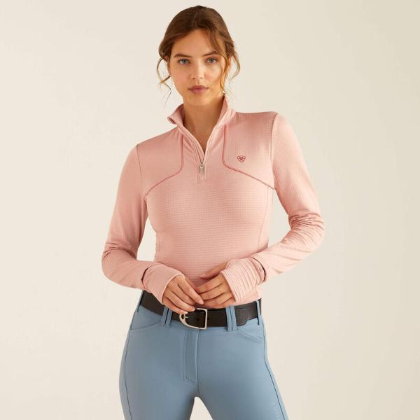 Ariat Gridwork 1/4 Zip Baselayer | Misty Rose Heather