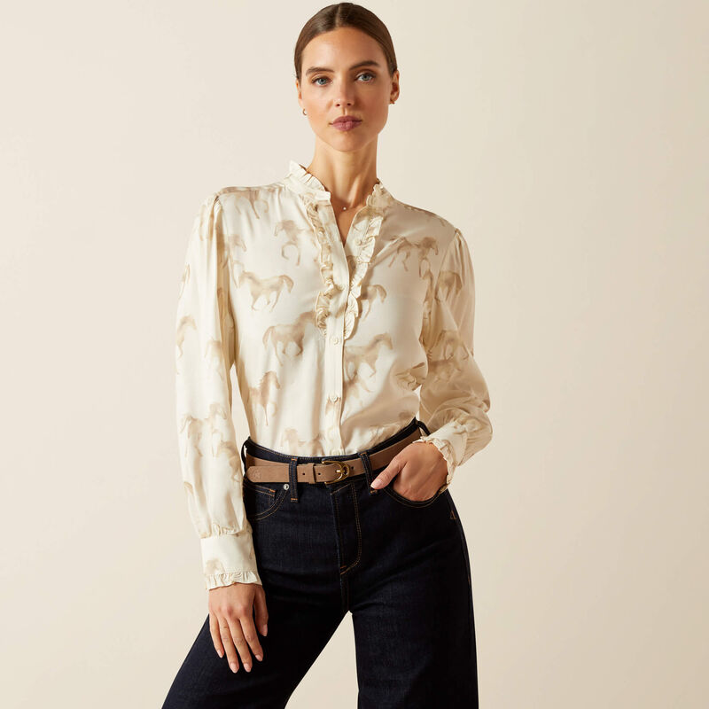 Ariat Cricklade Blouse - Watercolor Horse Print