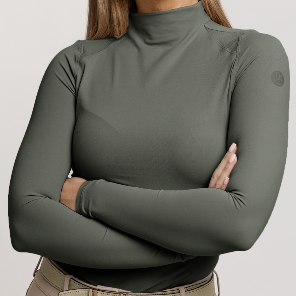 TKEQ 'CHLOE' High Collar Technical Top | Derby