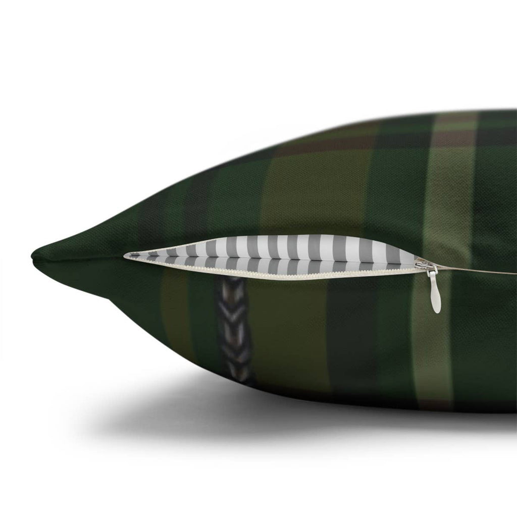 Hunter Green Plaid Double Sided Equestrian Pillow Case
