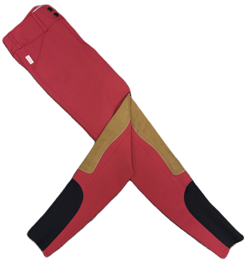 Tailored Sportsman Trophy Hunter Sock Bottom Breeches - Cherry Bomb w/ Tan Patch