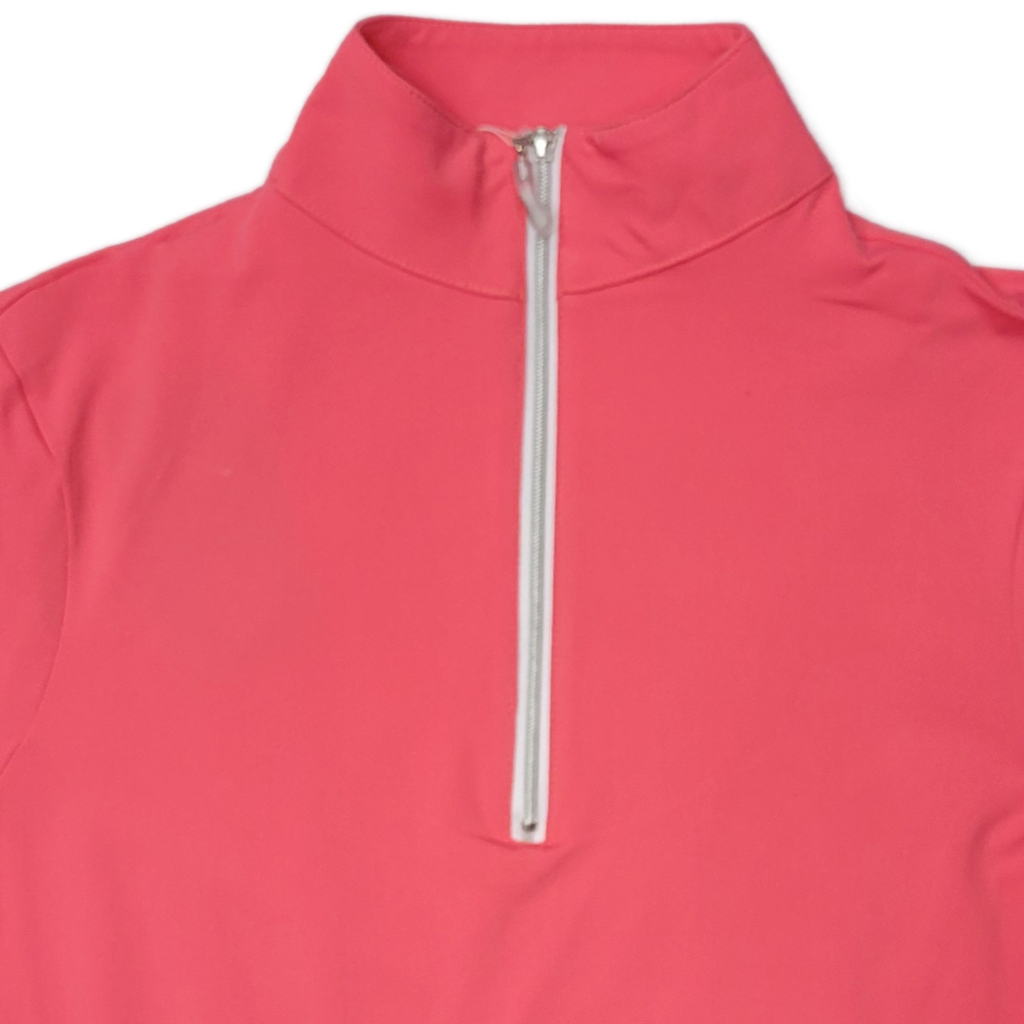 Tailored Sportsman IceFil Short Sleeve Riding Shirt - Watermelon w/ Silver Zipper