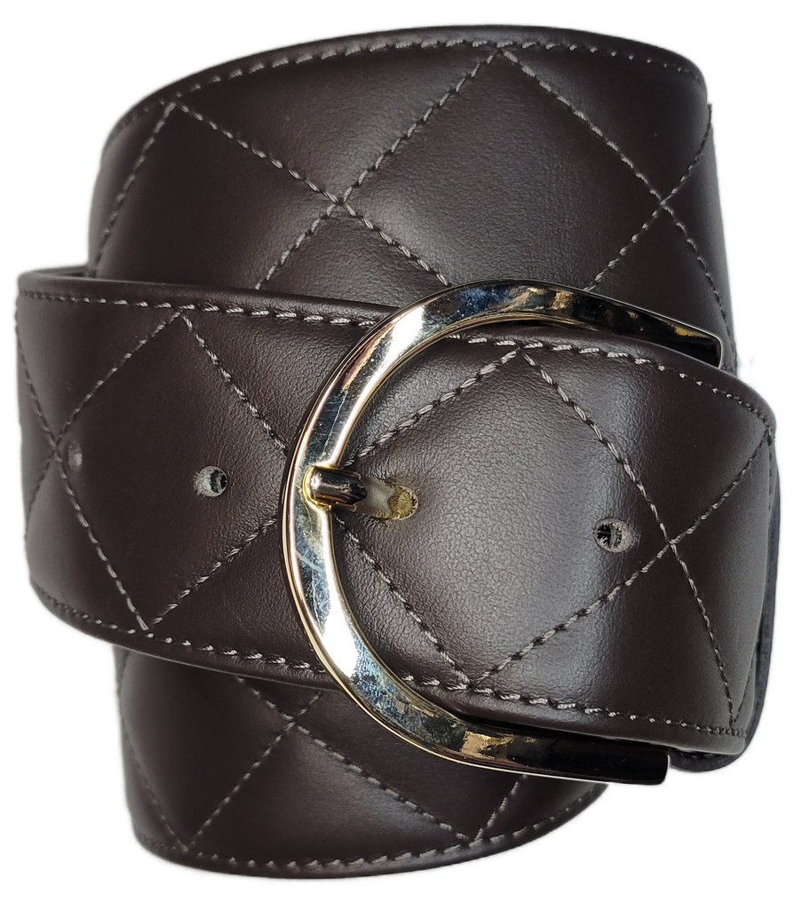 Tailored Sportsman Quilted C Belt - Espresso w/Gold