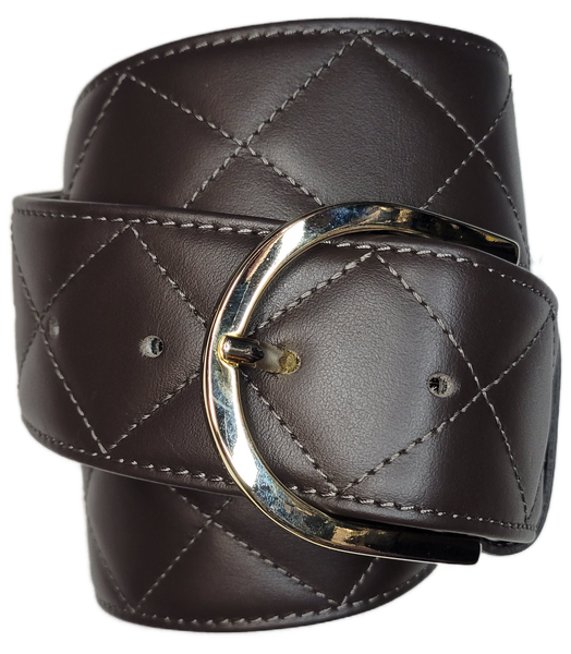 Tailored Sportsman Quilted C Belt - Espresso w/Gold