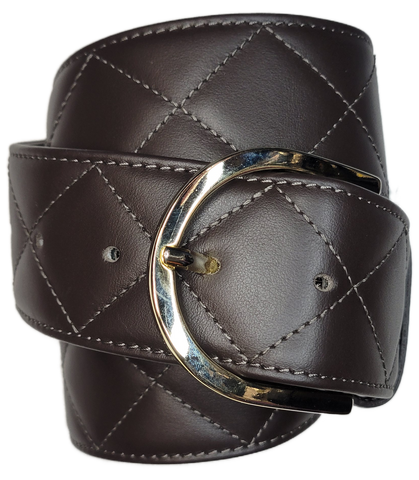 Tailored Sportsman Quilted C Belt - Espresso w/Gold