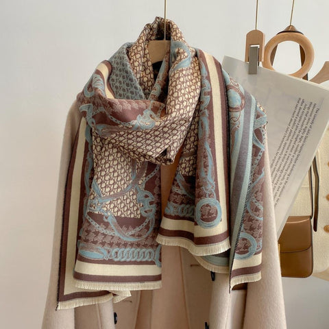 Blue / Beige Stirrup Reversible Wrap – Artisan Shawl
