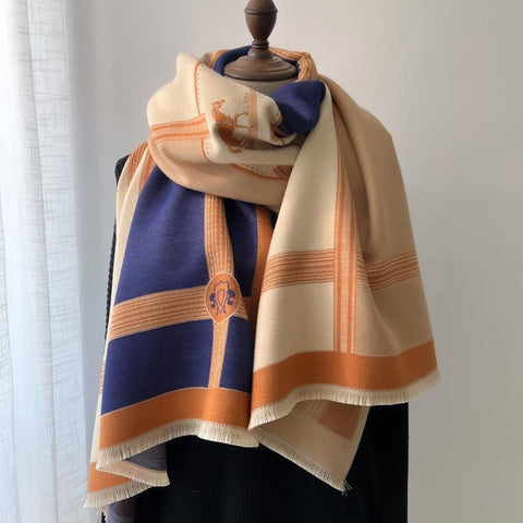 Blue / Peach Prance Reversible Wrap – Artisan Shawl
