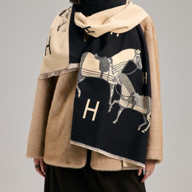 Black / Cream Stable Reversible Wrap – Artisan Shawl