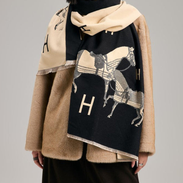 Black / Cream Stable Reversible Wrap – Artisan Shawl
