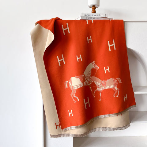 Orange / Cream Stable Reversible Wrap – Artisan Shawl