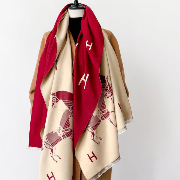 Red / Cream Stable Reversible Wrap – Artisan Shawl
