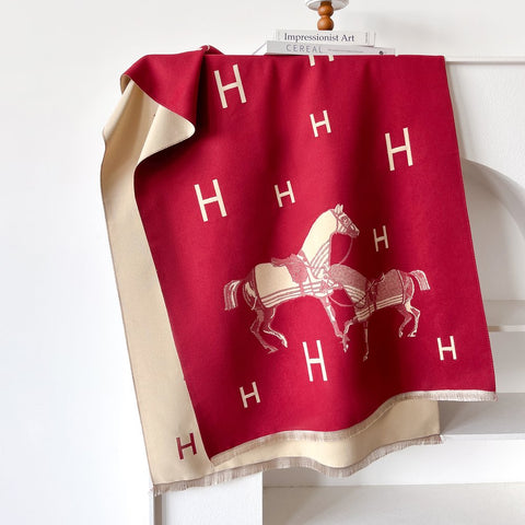 Red / Cream Stable Reversible Wrap – Artisan Shawl