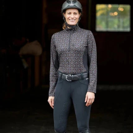 Kerrits On Course Quarter Zip Fleece |Black Tack Trunk Geo