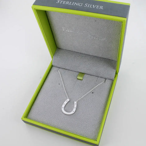 Sterling Silver Pave Horseshoe Necklace