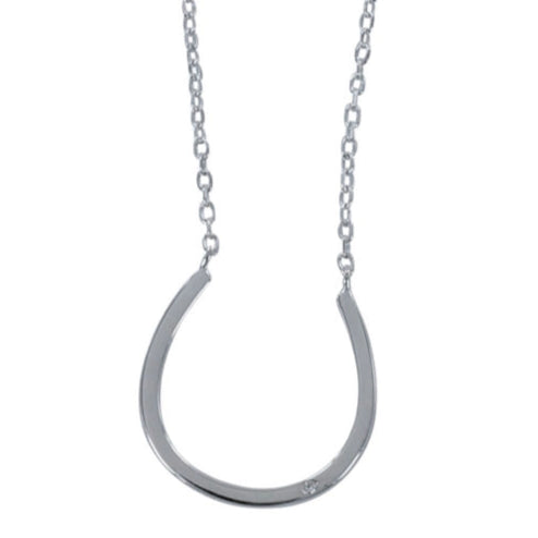 Fine Horseshoe Necklace with Cz Detail Silver
