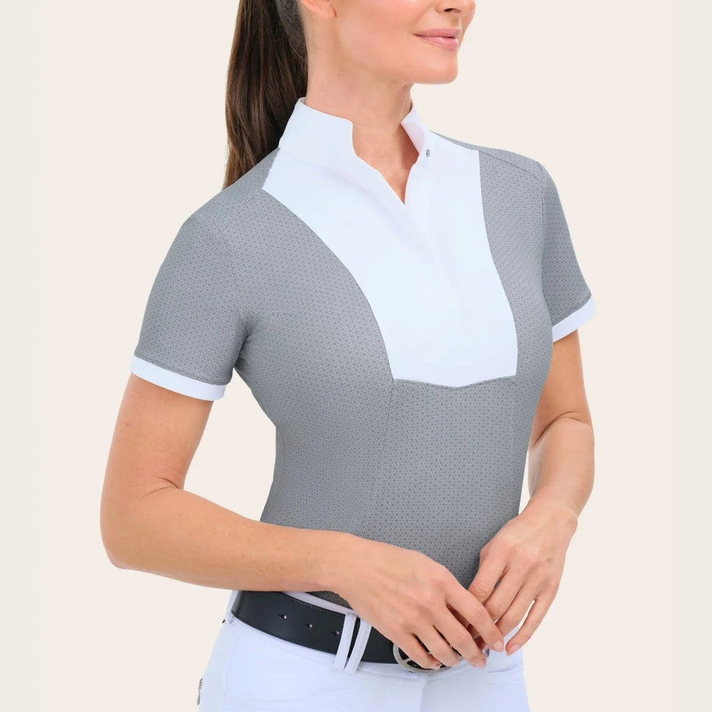 R.J. Classics Ladies Elsie Show Shirt - Grey Floral Dot