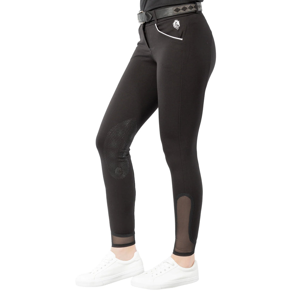 Equinavia Astrid Womens Silicone Knee Patch Breeches - Black/White