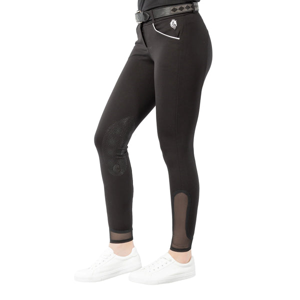 Equinavia Astrid Womens Silicone Knee Patch Breeches - Black/White