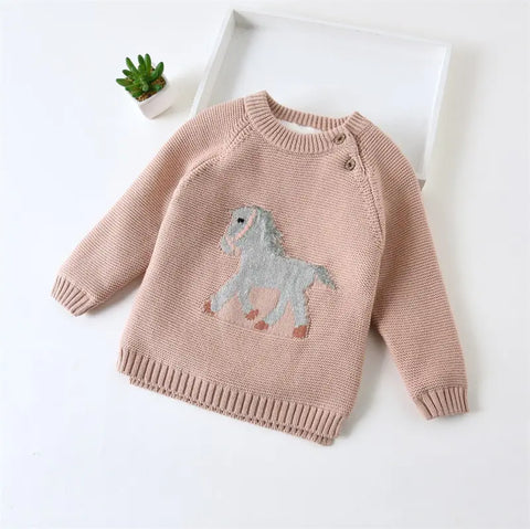 Gwenny Youth Horse Sweater - Cream or Blush
