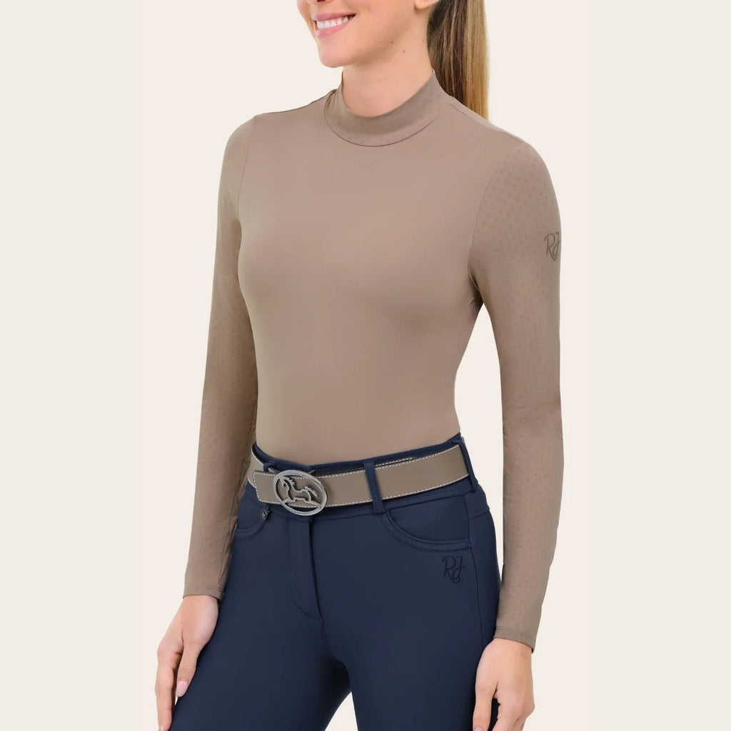 R.J. Classics Ladies Jemma Mock Neck Shirt | Truffle