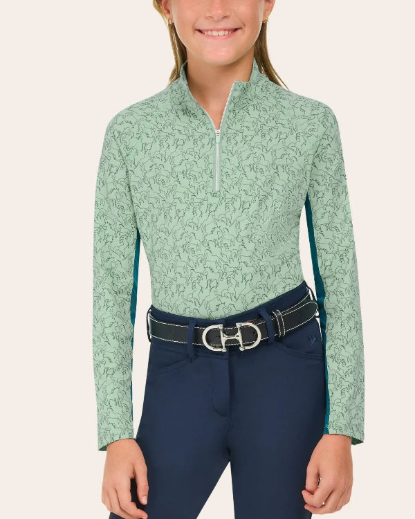 R.J. Classics Libby Jr. 1/4 Zip Schooling Top | Green Paddock Play