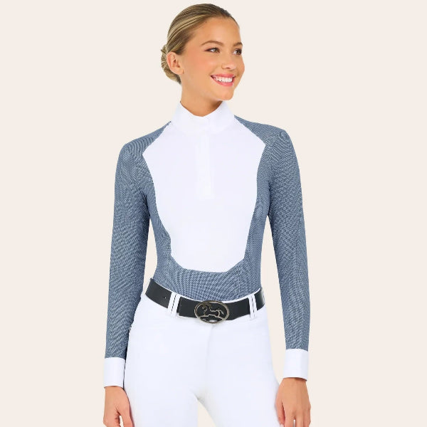 R.J. Classics Liv Long Sleeve Show Shirt | Blue Petal Dots