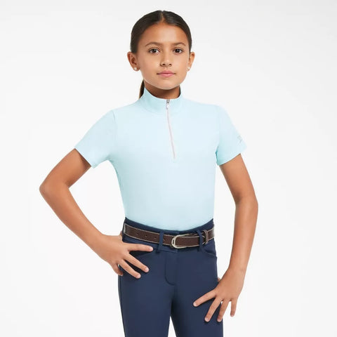 R.J. Classics Lucy Jr. Girls 1/4 Zip | Aqua Horsehoes