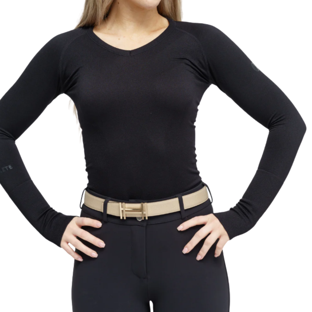 TKEQ 'KENNEDY' 2.0 V-Neck Seamless Long sleeve | Black