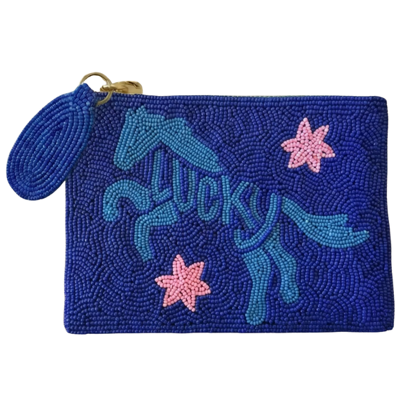 Tucker Tweed Lucky Horse Medium Beaded Pouch