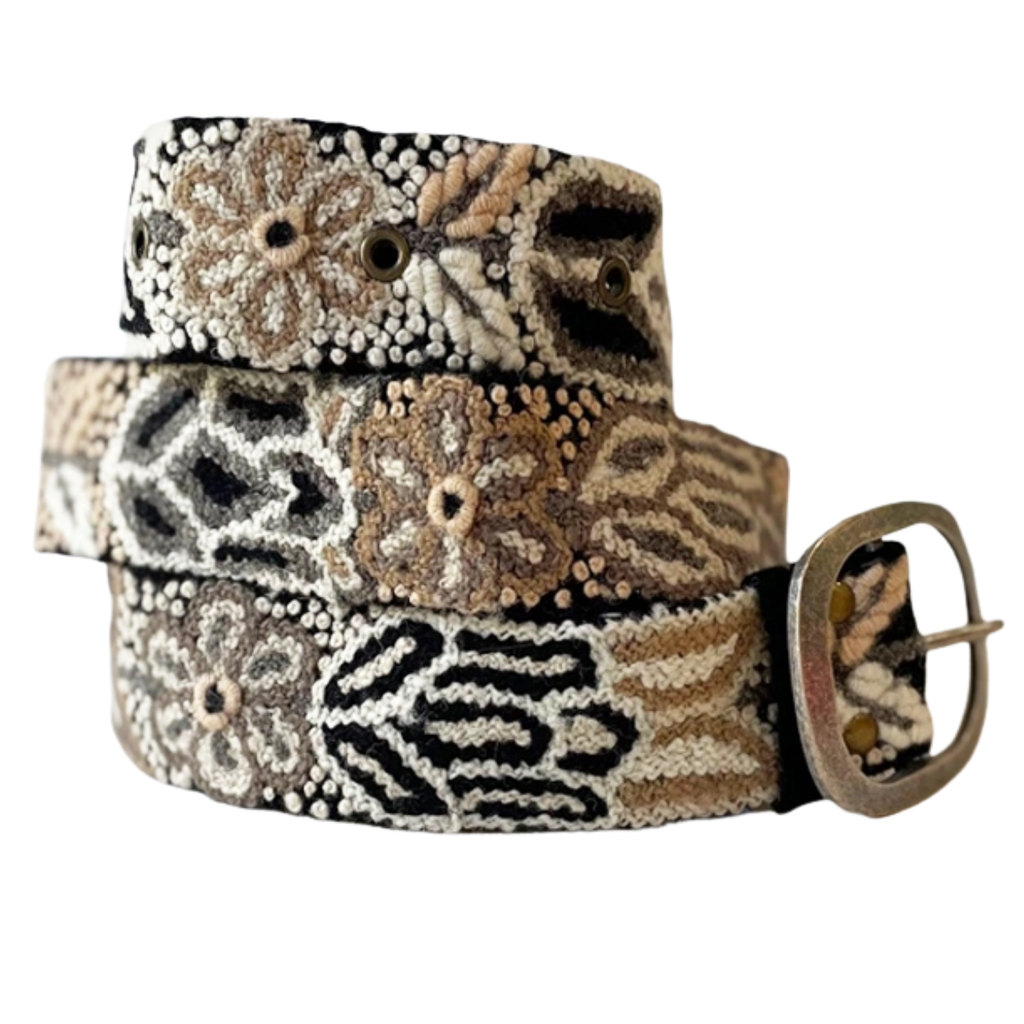 Jenny Krauss Monochromatic Embroidered Wool Belt, Black