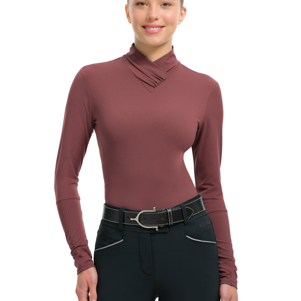 R.J. Classics Ladies Jamie Wrap Neck Top - Apple Butter