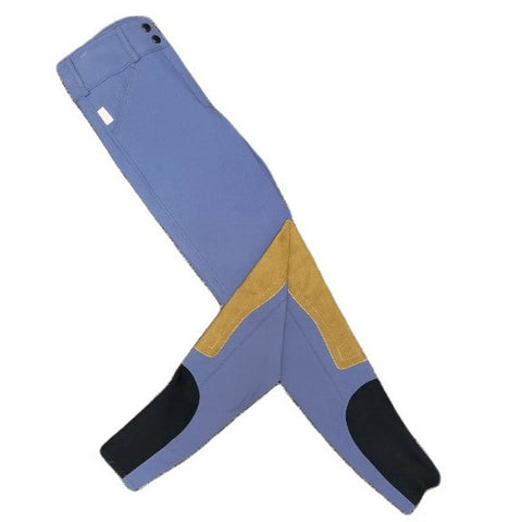 Tailored Sportsman Trophy Hunter Sock Bottom Breeches - Simple Blue w/Tan Patch