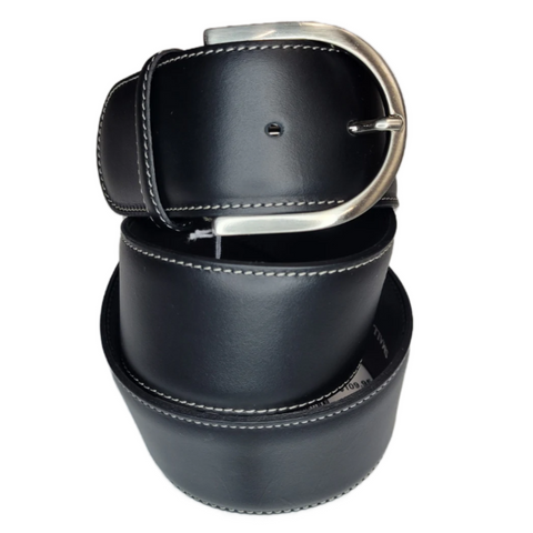 Tailored Sportsman Quilted C Belt - In Contrast Black w/Silver