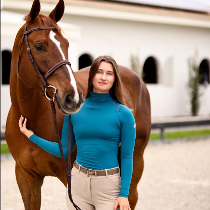 TKEQ 'CHLOE' High Collar Technical Top | Gulf