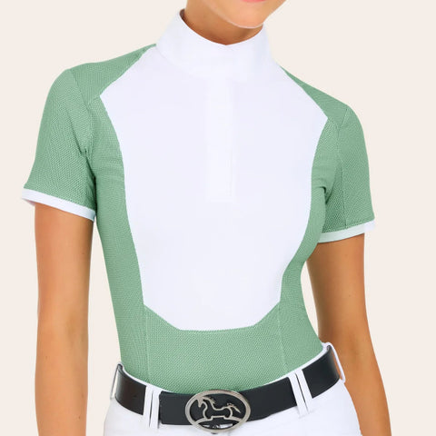 R.J. Classics Ladies Tessa Show Shirt | Green Petal Dot