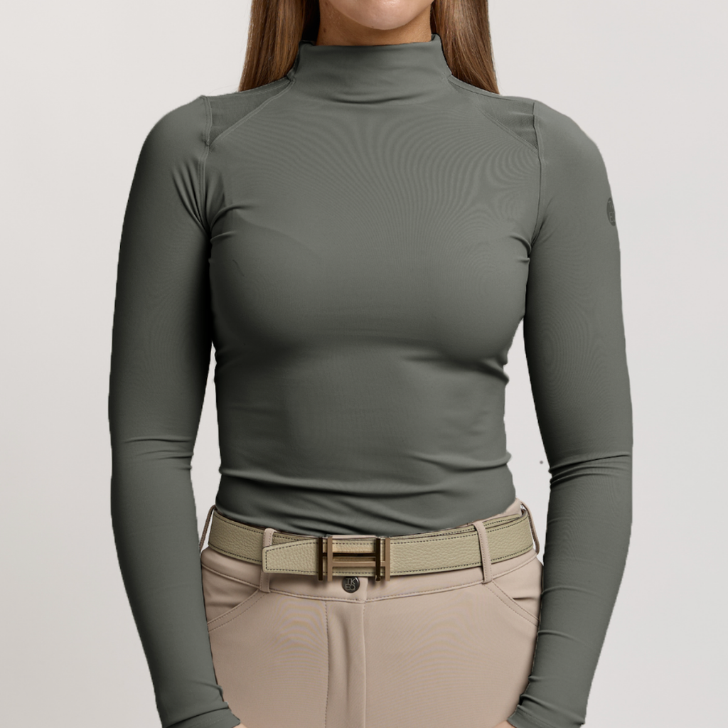 TKEQ 'CHLOE' High Collar Technical Top | Derby