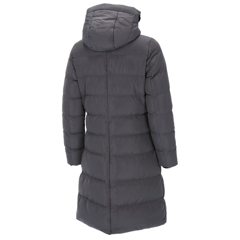 Gray puffer coat on a white background