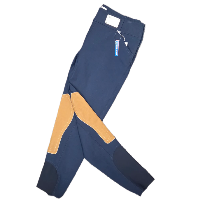Tailored Sportsman Trophy Hunter Sock Bottom Breeches - Black & Blue w/ Tan Patch 30R