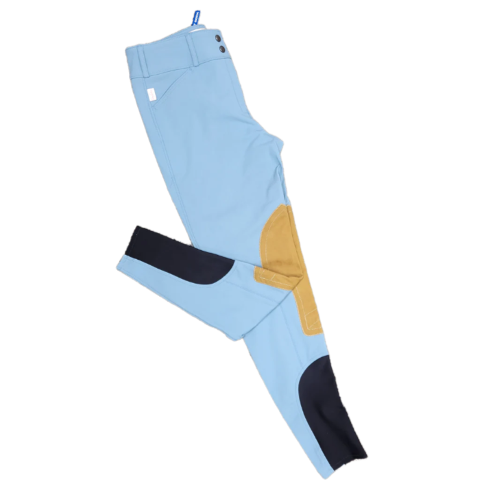 Tailored Sportsman Trophy Hunter Sock Bottom Breeches - Blue Heaven w/ Tan Patch - 28R
