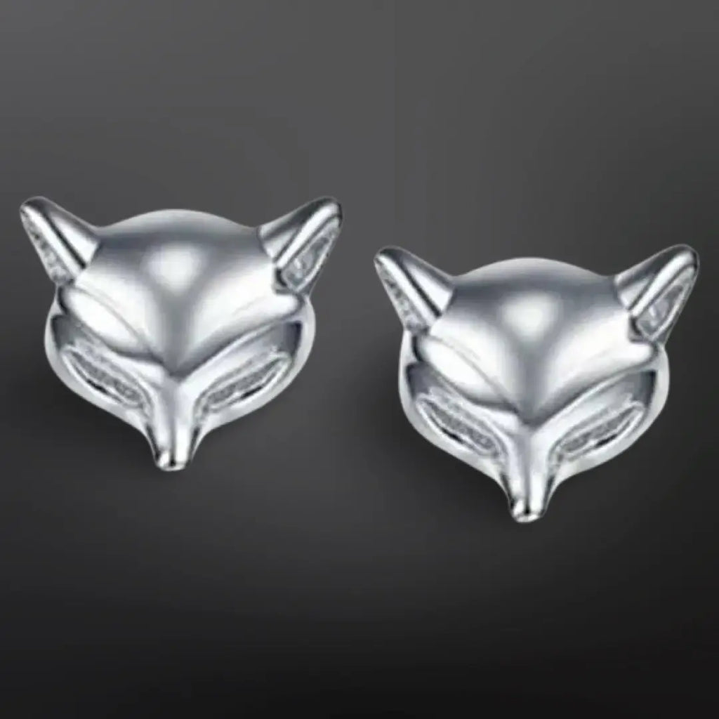 Mini Fox Mask Hunt Sterling Silver Stud Earrings