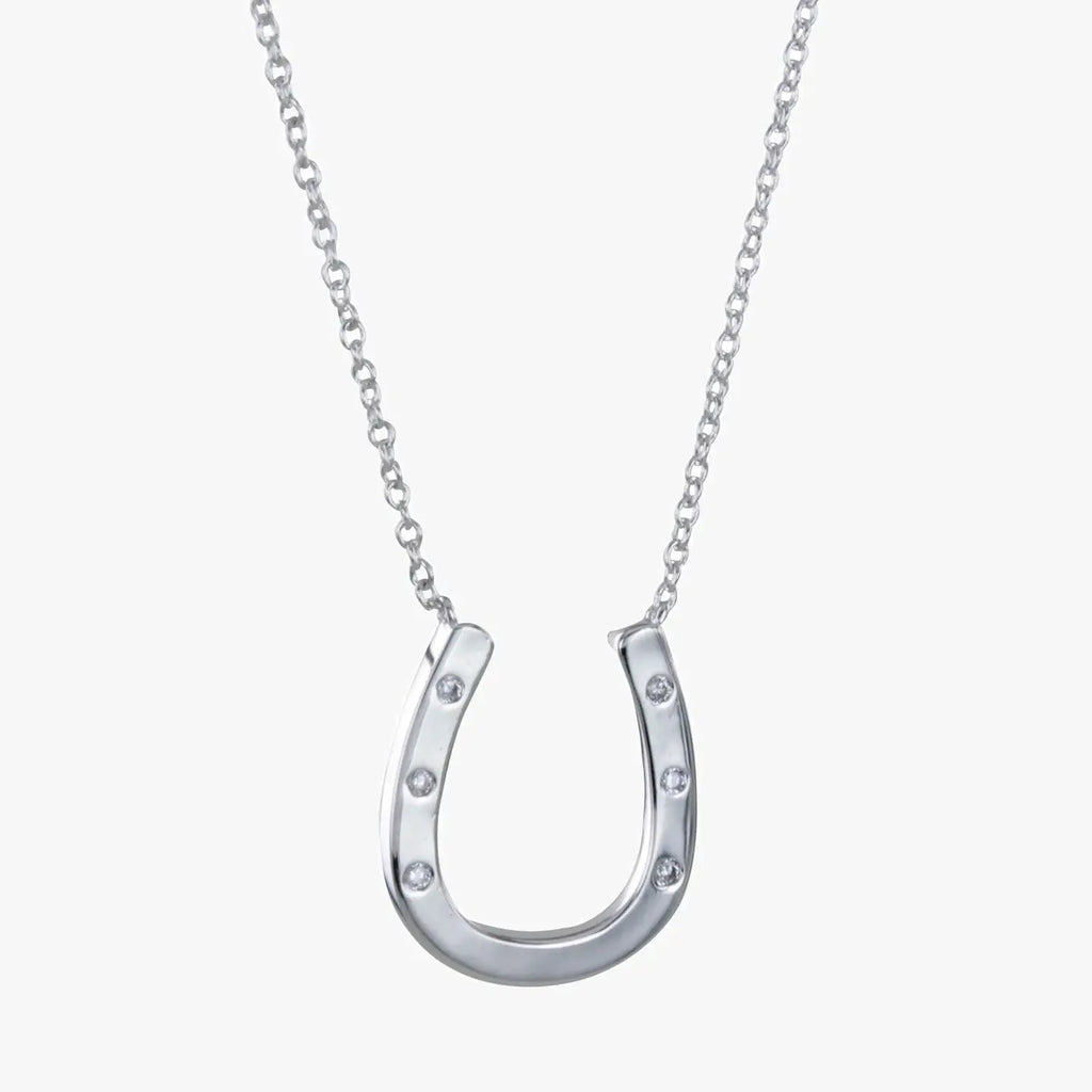 Sterling Silver Pave Horseshoe Necklace