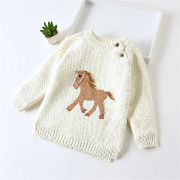 Gwenny Youth Horse Sweater - Cream or Blush