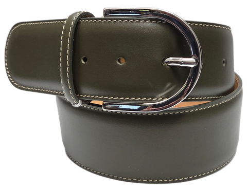 Tailored Sportsman Belt - In Contrast Olive w Silver
