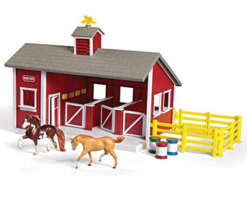 Breyer Stablemates Red Stable Set with Two Horses | 59197