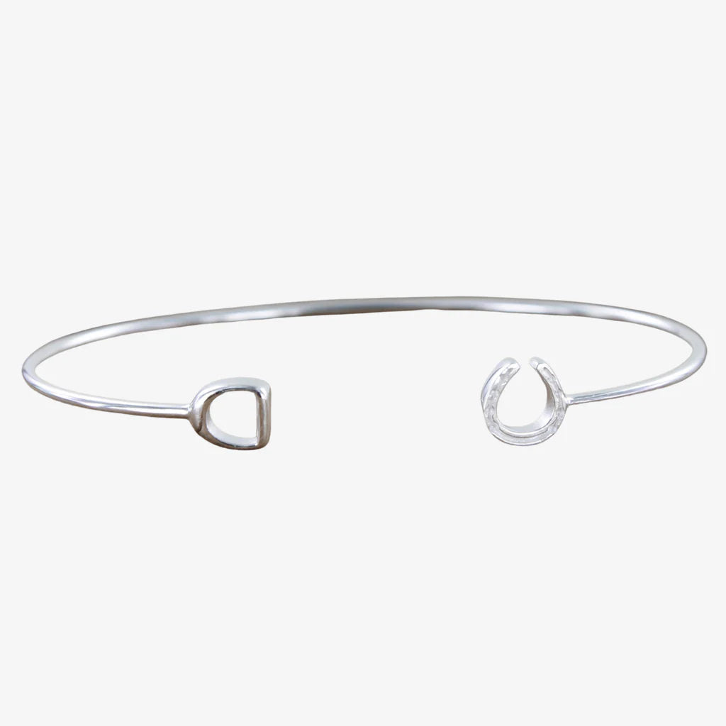 Sterling Silver Horseshoe and Stirrup Cuff Bracelet