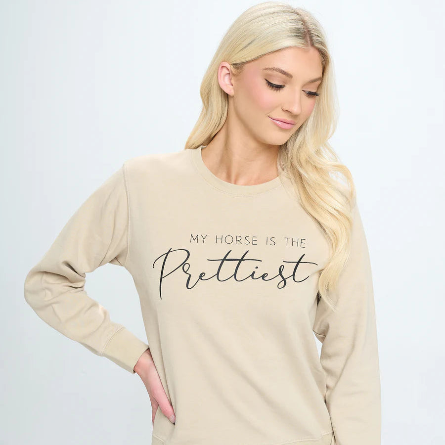 Dancing Equestrian My Horse is the Prettiest | Sweatshirt - Sand