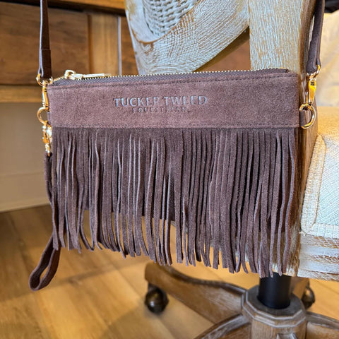 Tucker Tweed Wellington Wristlet Dark Chocolate Fringe LIMITED EDITION